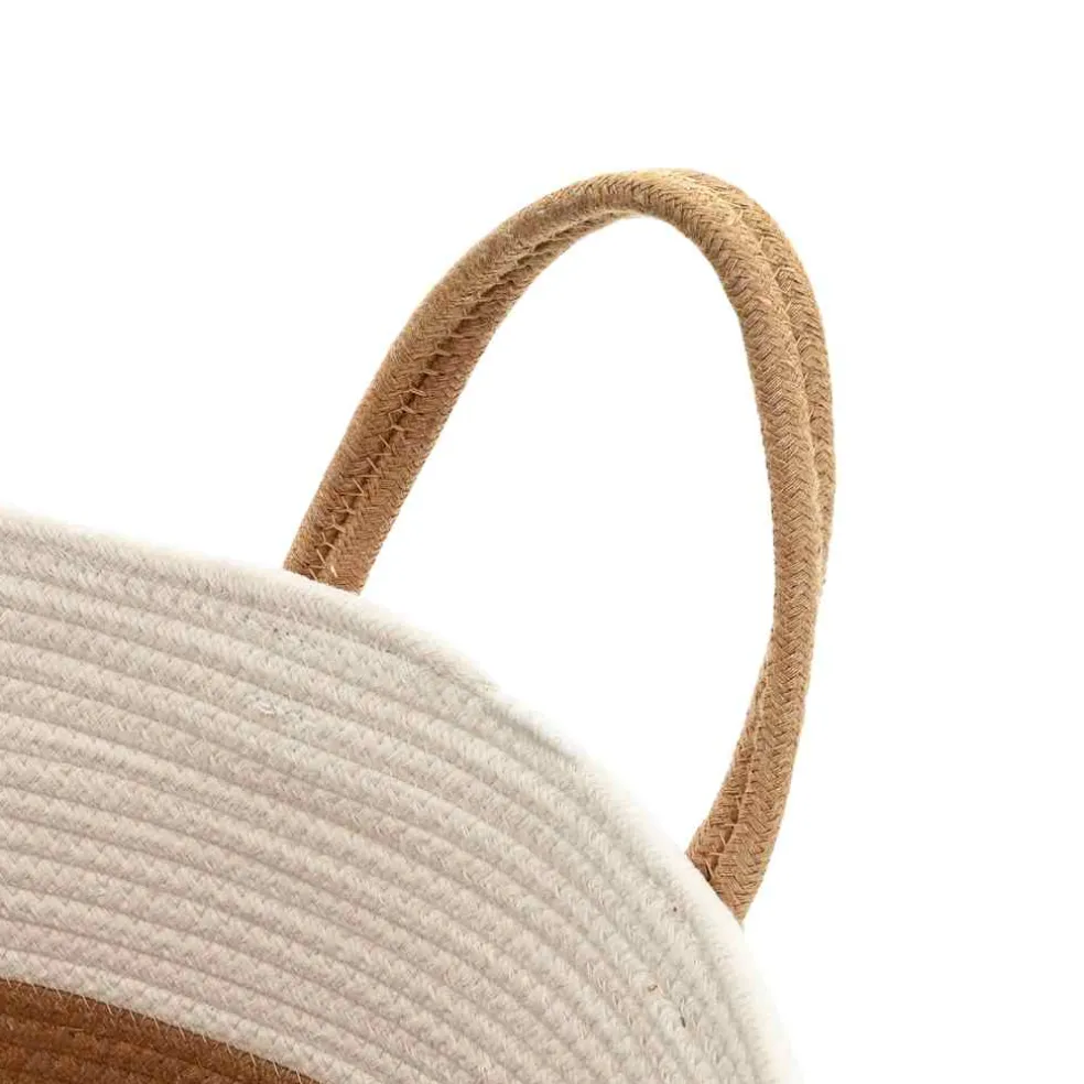 vidaXL Opbergmand Ø 40x35 cm katoen bruin en wit