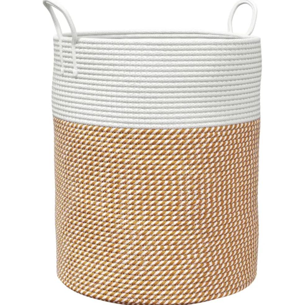 vidaXL Opbergmand Ø 38x46 cm katoen bruin en wit