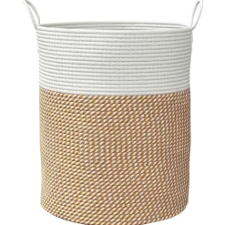 vidaXL Opbergmand Ø 38x46 cm katoen bruin en wit