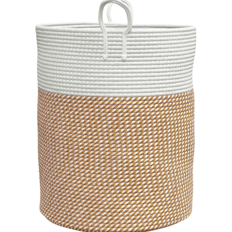 vidaXL Opbergmand Ø 38x46 cm katoen bruin en wit