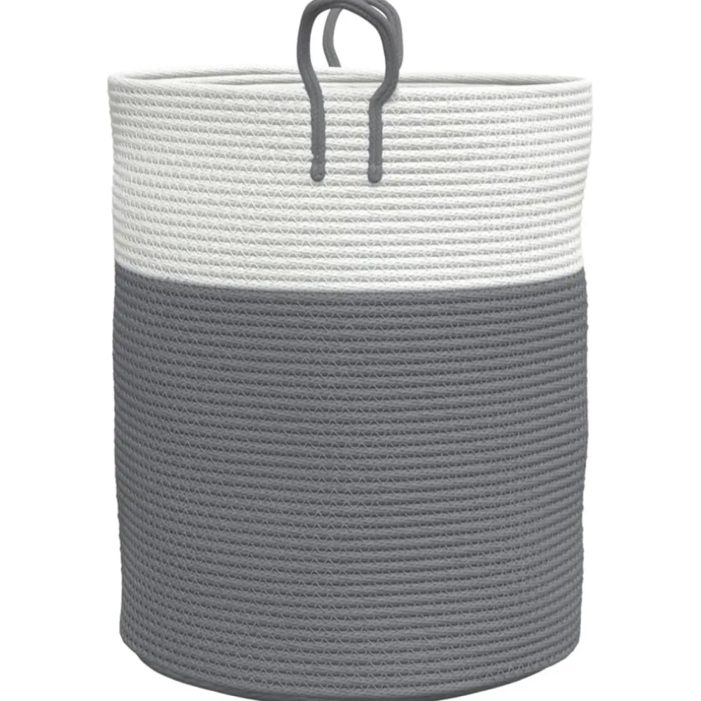 vidaXL Opbergmand Ø 38x46 cm katoen grijs en wit