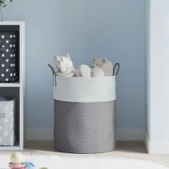 vidaXL Opbergmand Ø 38x46 cm katoen grijs en wit