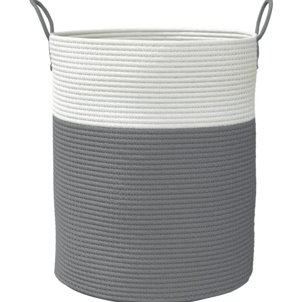 vidaXL Opbergmand Ø 38x46 cm katoen grijs en wit
