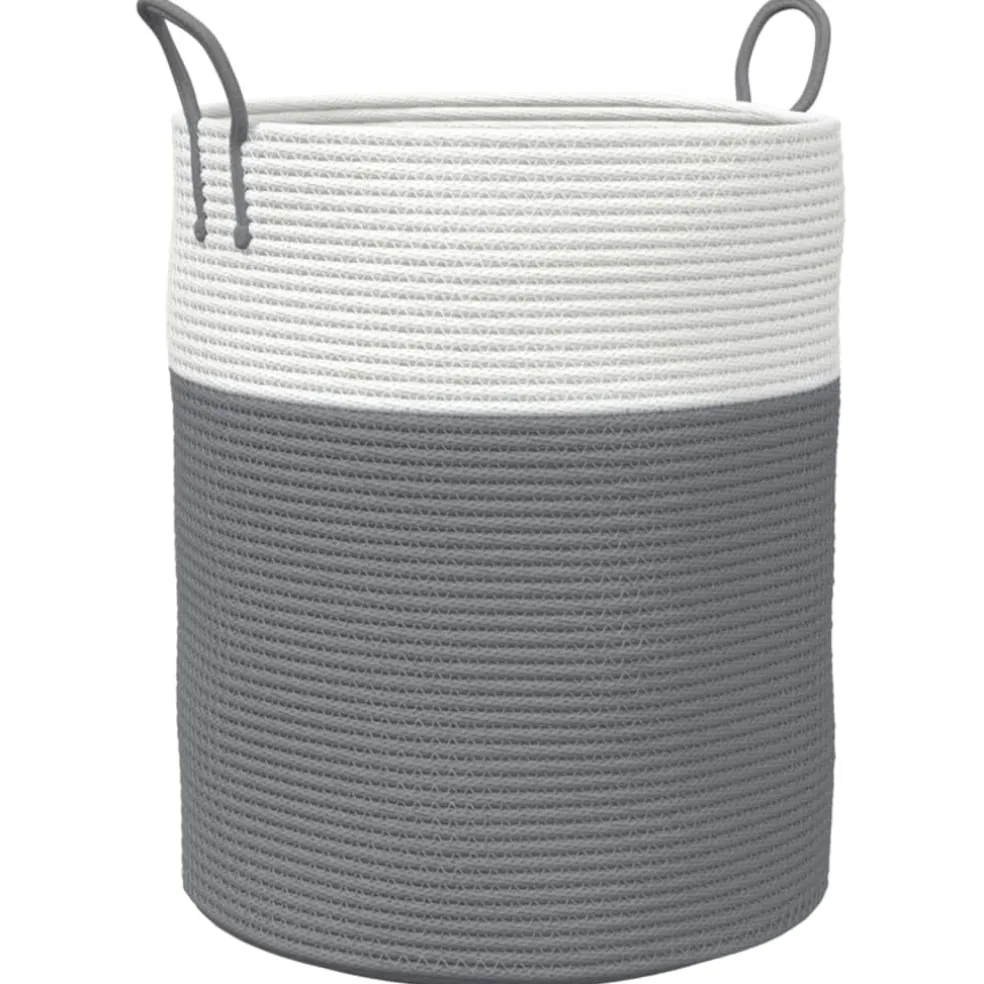 vidaXL Opbergmand Ø 38x46 cm katoen grijs en wit