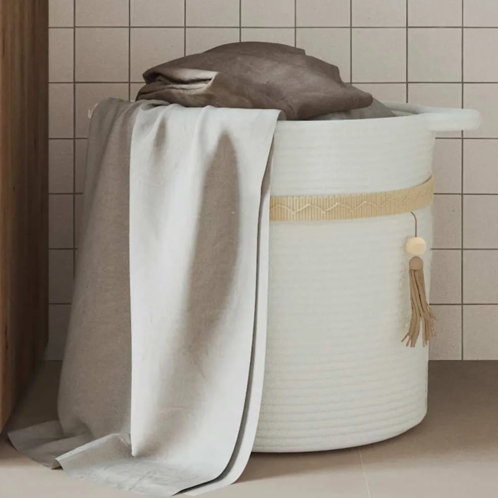 vidaXL Opbergmand Ø 38x36 cm katoen wit