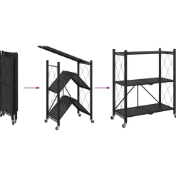 vidaXL Opbergplank op wielen zwart 71x34x88 cm staal