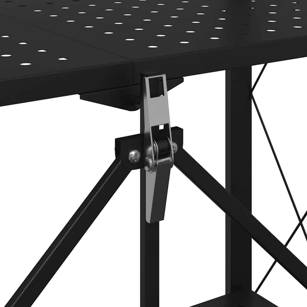 vidaXL Opbergplank op wielen zwart 71x34x88 cm staal