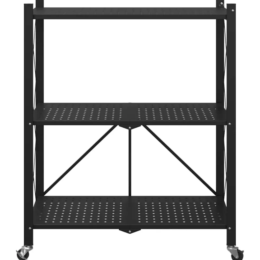 vidaXL Opbergplank op wielen zwart 71x34x88 cm staal