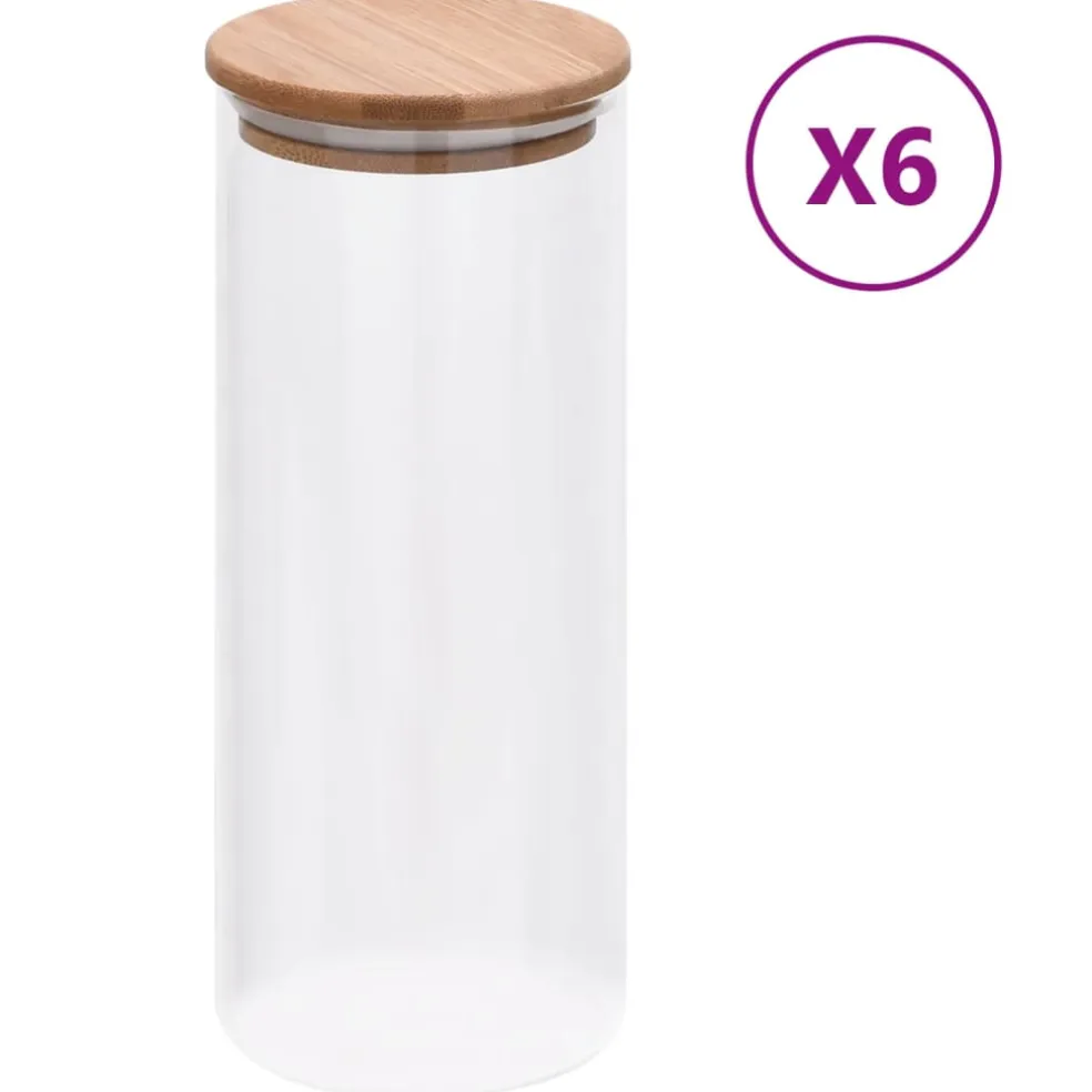 vidaXL Opbergpotten met bamboe deksel 6 st 600 ml glas