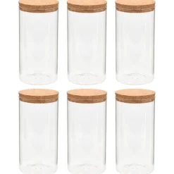 vidaXL Opbergpotten met kurken deksel 6 st 1400 ml glas