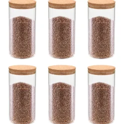 vidaXL Opbergpotten met kurken deksel 6 st 1400 ml glas
