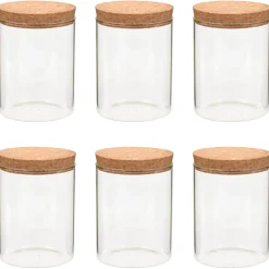 vidaXL Opbergpotten met kurken deksel 6 st 650 ml glas