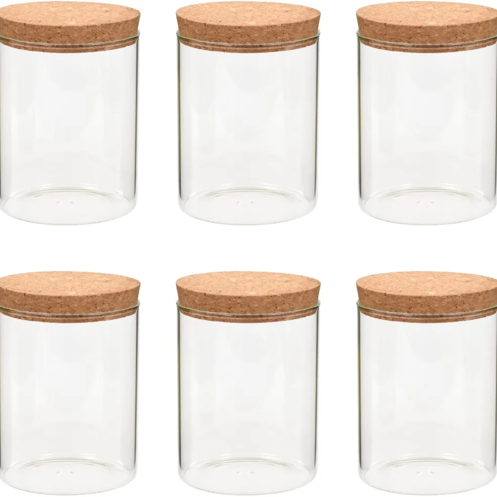 vidaXL Opbergpotten met kurken deksel 6 st 650 ml glas