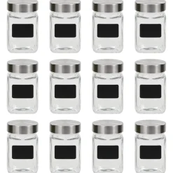 vidaXL Opbergpotten met stickers 12 st 300 ml