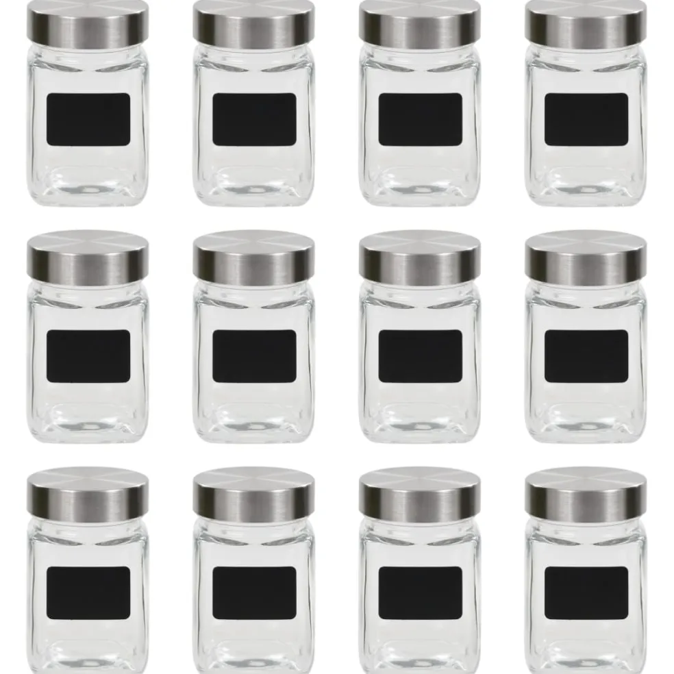vidaXL Opbergpotten met stickers 12 st 300 ml