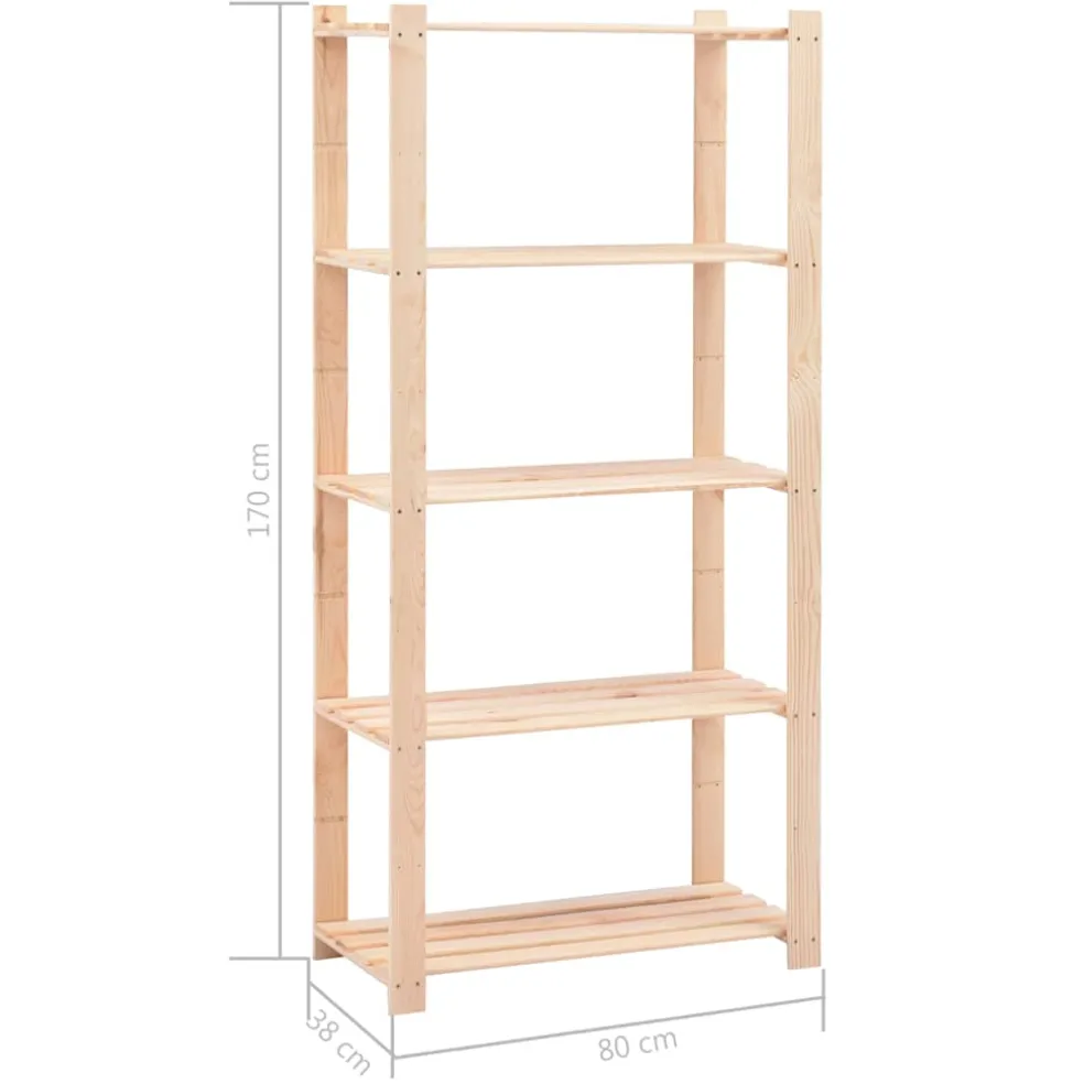 vidaXL Opbergrekken 5-laags 2 st 80x38x170 cm grenenhout 250 kg