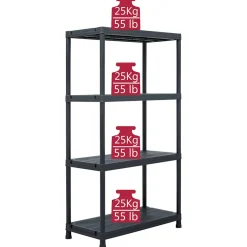 vidaXL Opbergrek 100 kg 60x30x138 cm kunststof zwart