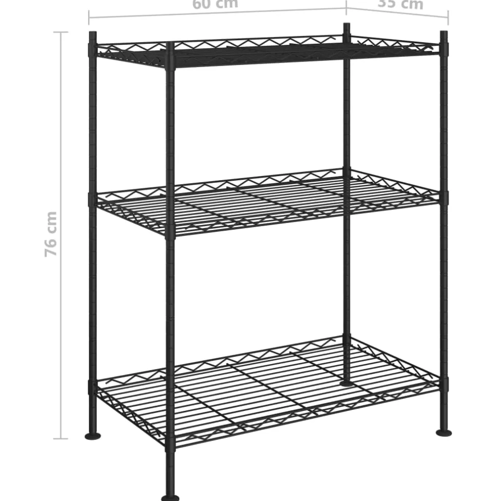 vidaXL Opbergrek 3-laags 150 kg 60x35x76 cm zwart