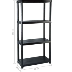 vidaXL Opbergrek 4-laags 61x30,5x130 cm kunststof zwart