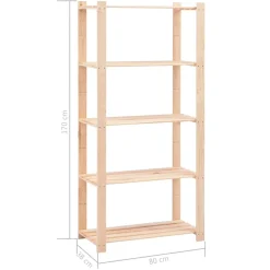 vidaXL Opbergrek 5-laags 80x38x170 cm massief grenenhout 250 kg