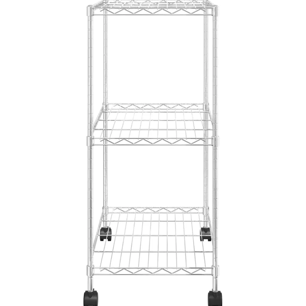 vidaXL Opbergrek met wielen 3-laags 150 kg 60x35x81 cm chroomkleurig