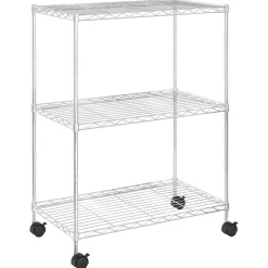 vidaXL Opbergrek met wielen 3-laags 150 kg 60x35x81 cm chroomkleurig