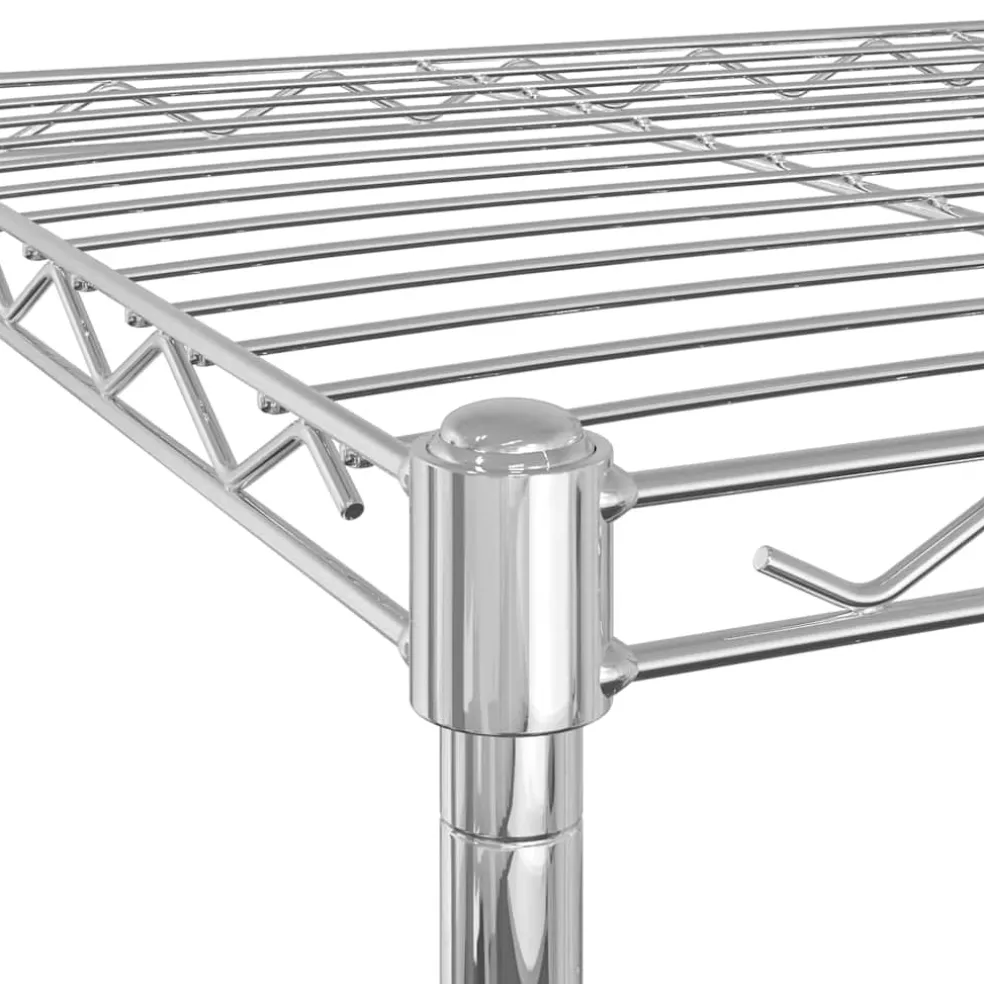 vidaXL Opbergrek met wielen 3-laags 150 kg 60x35x81 cm chroomkleurig