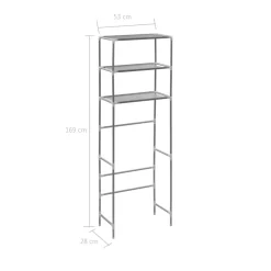 vidaXL Opbergrek voor boven toilet 3-laags 53x28x169 cm zilverkleurig
