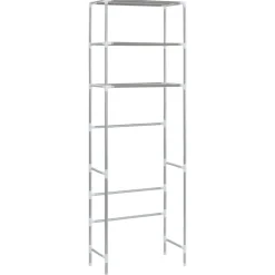 vidaXL Opbergrek voor boven toilet 3-laags 53x28x169 cm zilverkleurig
