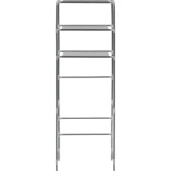 vidaXL Opbergrek voor boven toilet 3-laags 53x28x169 cm zilverkleurig