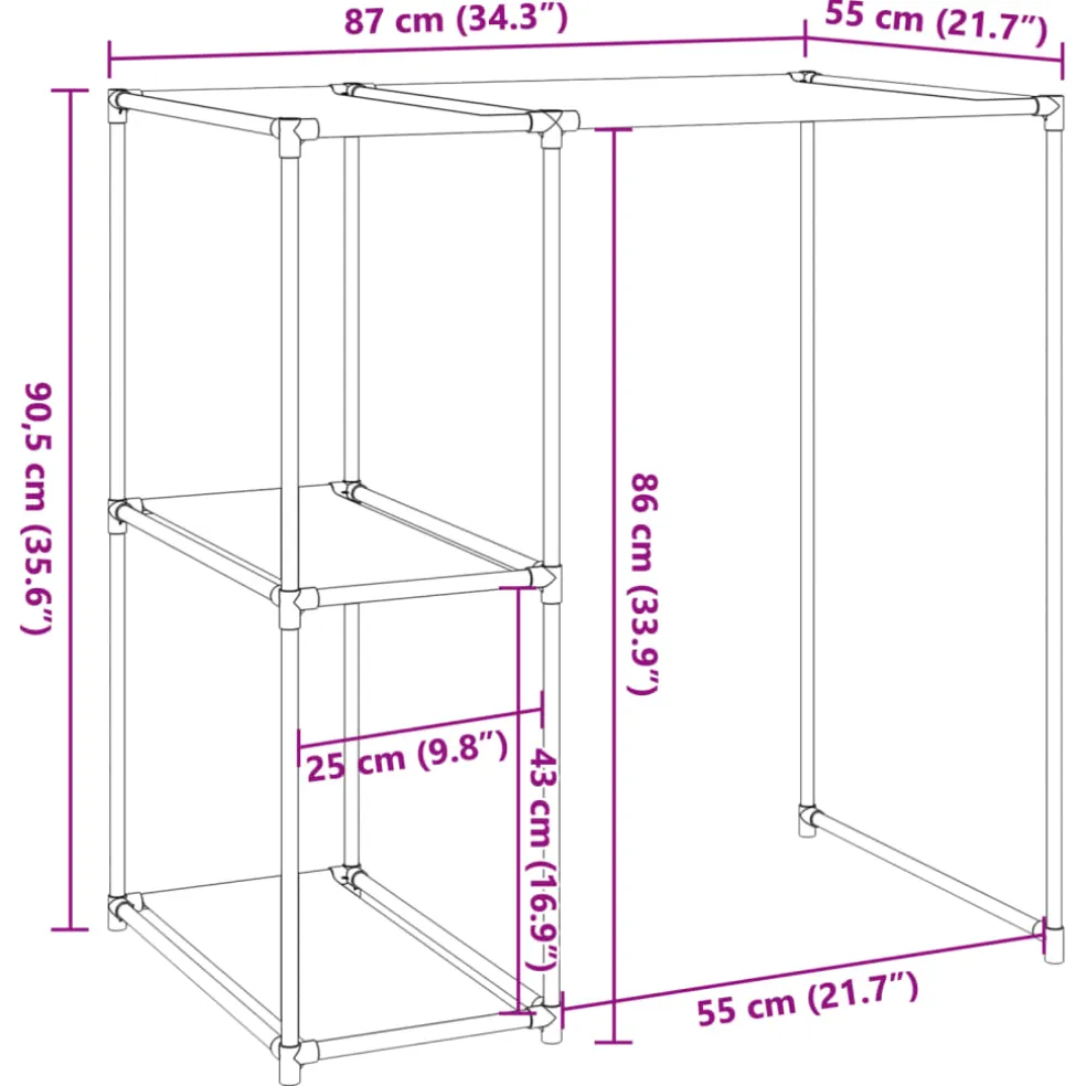 vidaXL Opbergrek voor boven wasmachine 87x55x90,5cm ijzer crèmekleurig