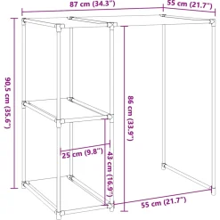 vidaXL Opbergrek voor boven wasmachine 87x55x90,5 cm ijzer grijs