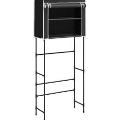 vidaXL Opbergrek voor boven wasmachine 2-laags 71x29,5x170,5 cm zwart