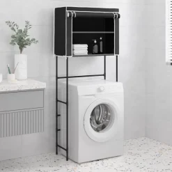 vidaXL Opbergrek voor boven wasmachine 2-laags 71x29,5x170,5 cm zwart