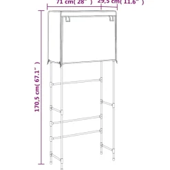 vidaXL Opbergrek voor boven wasmachine 2-laags 71x29,5x170,5 cm zwart