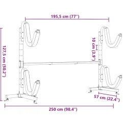 vidaXL Opbergrek voor 2 kajaks 250x57x127,5 cm staal