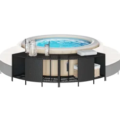 vidaXL Opbergschappen voor hottub 2 st poly rattan zwart