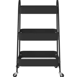 vidaXL Opbergtrolley 3-laags 42x41,5x77 cm staal zwart