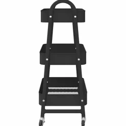 vidaXL Opbergtrolley 3-laags 42x41,5x77 cm staal zwart