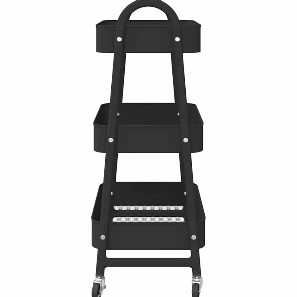 vidaXL Opbergtrolley 3-laags 42x41,5x77 cm staal zwart
