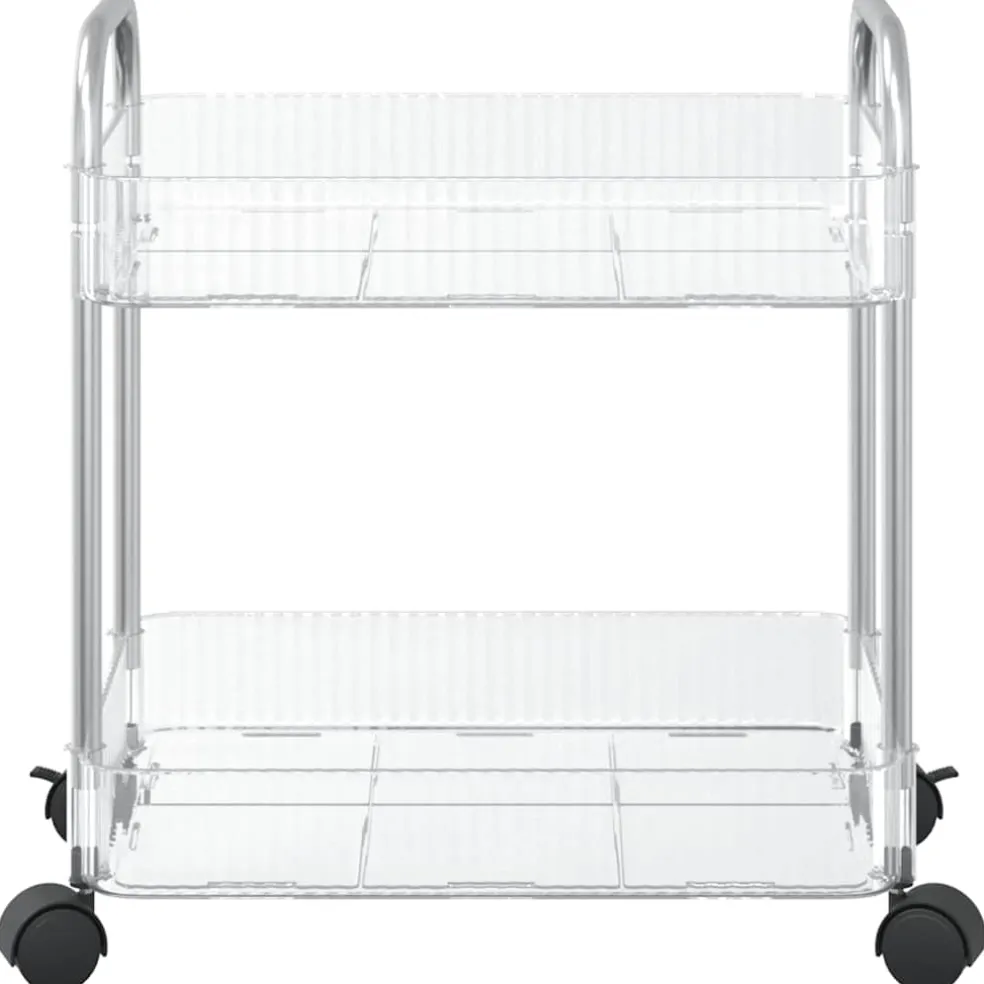 vidaXL Opbergtrolley 2-laags 37x28x43,5 cm acryl transparant