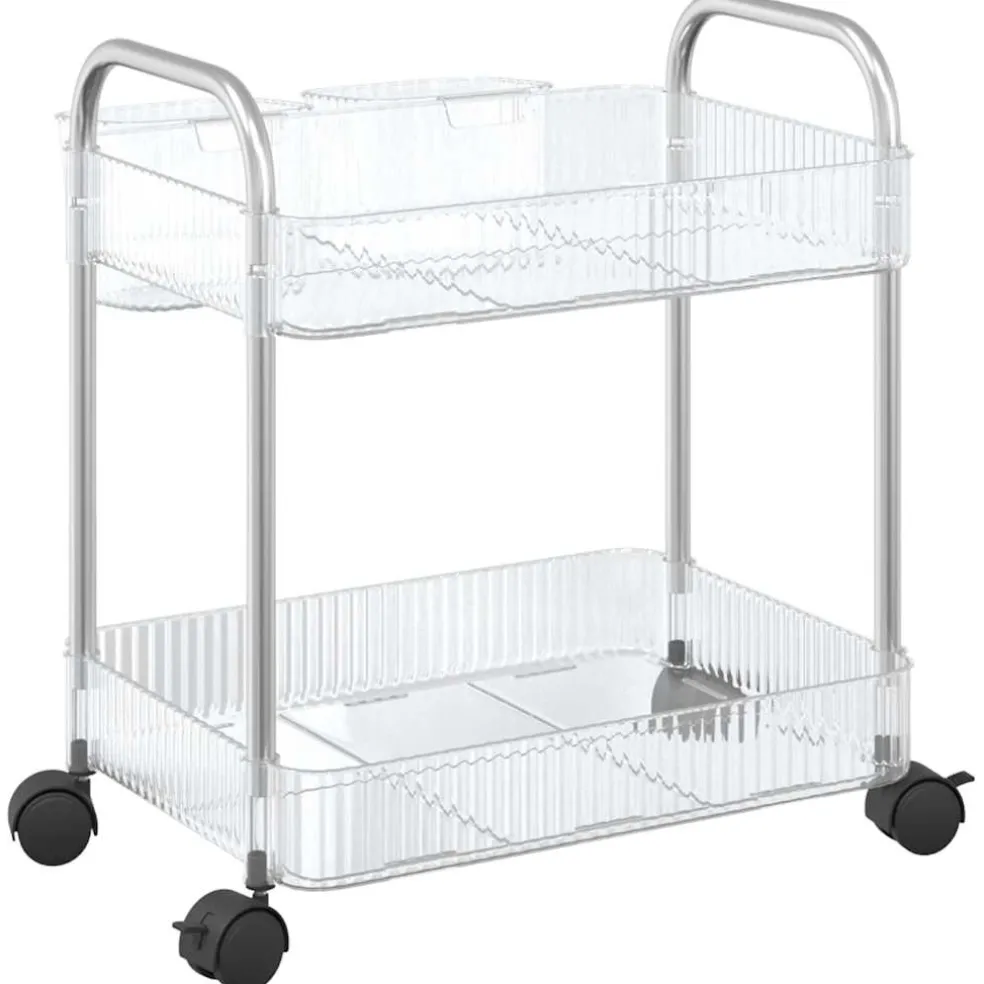 vidaXL Opbergtrolley 2-laags 37x28x43,5 cm acryl transparant