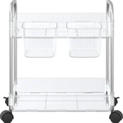 vidaXL Opbergtrolley 2-laags 37x28x43,5 cm acryl transparant