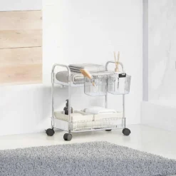 vidaXL Opbergtrolley 2-laags 37x28x43,5 cm acryl transparant