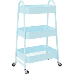 vidaXL Opbergtrolley 3-laags 42x41,5x77 cm staal blauw