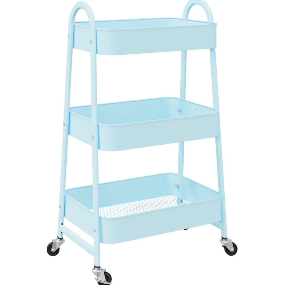vidaXL Opbergtrolley 3-laags 42x41,5x77 cm staal blauw