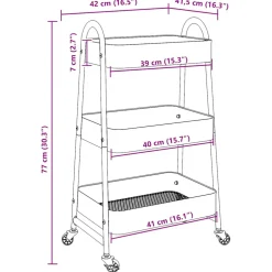 vidaXL Opbergtrolley 3-laags 42x41,5x77 cm staal blauw