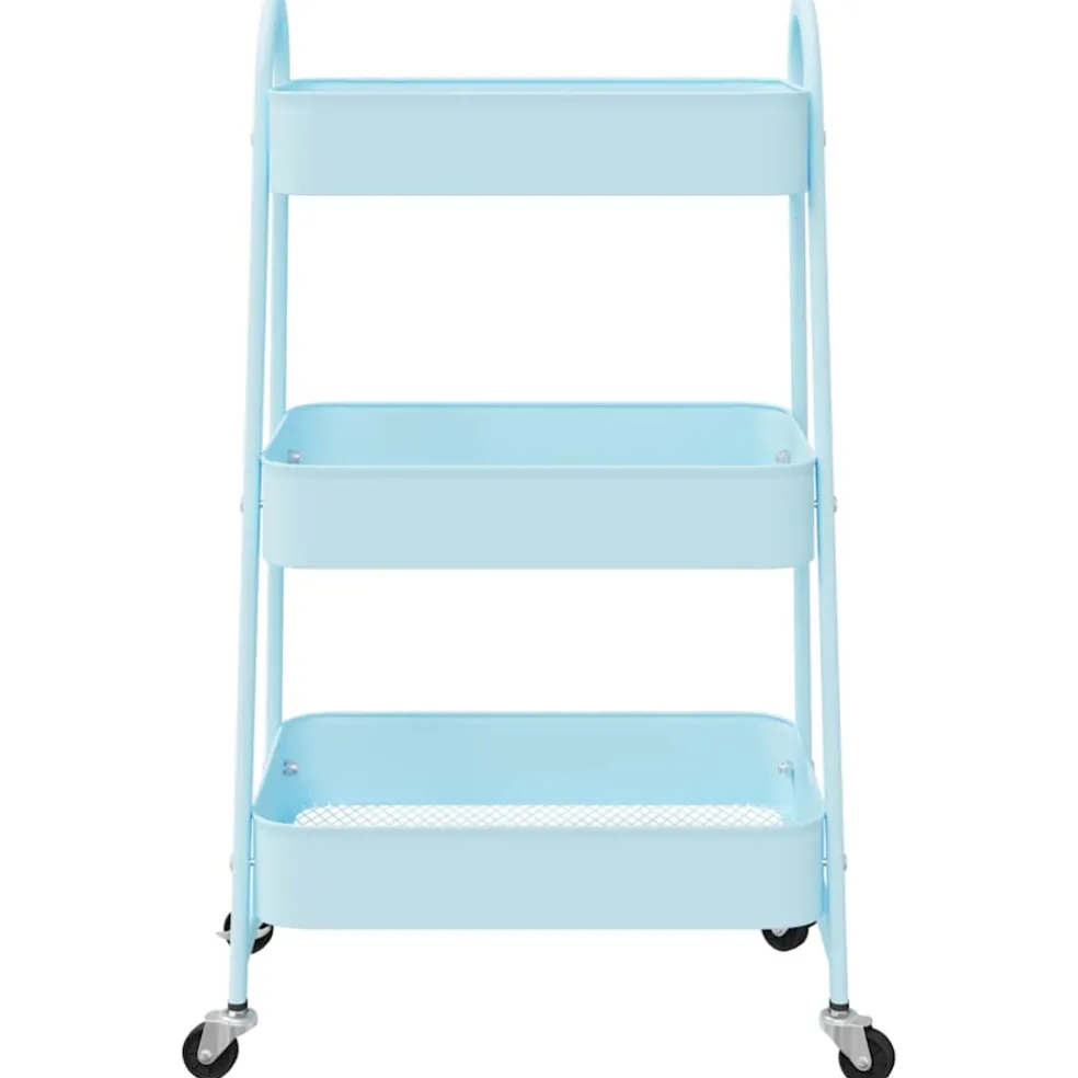 vidaXL Opbergtrolley 3-laags 42x41,5x77 cm staal blauw