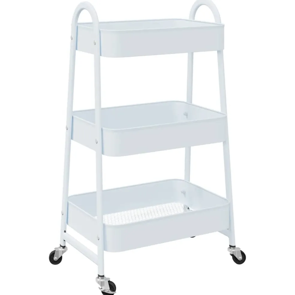 vidaXL Opbergtrolley 3-laags 42x41,5x77 cm staal wit