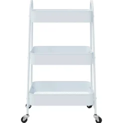 vidaXL Opbergtrolley 3-laags 42x41,5x77 cm staal wit